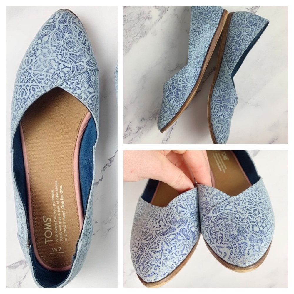 TOMS Julie leather ballet flats paisley boho sz 7